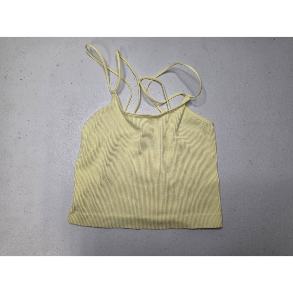Colsie Womens Ribbed Multi-Strap Back Camisole Yellow Scoop Neck Tank Top Size M